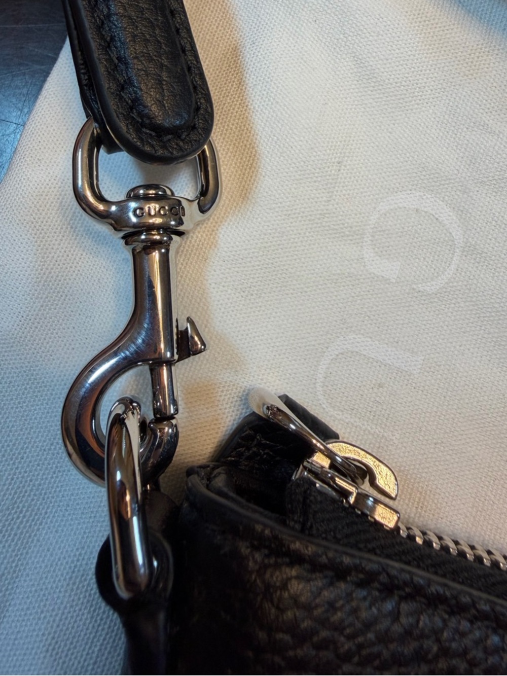 New Authentic Gucci Logo Nano Black Leather Crossbody Shoulder Bag - Picture 11 of 11